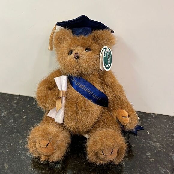 The Bearington Collection Smarty Graduation Bear Blue Cap Stuffed Animal Plush - Picture 1 of 14